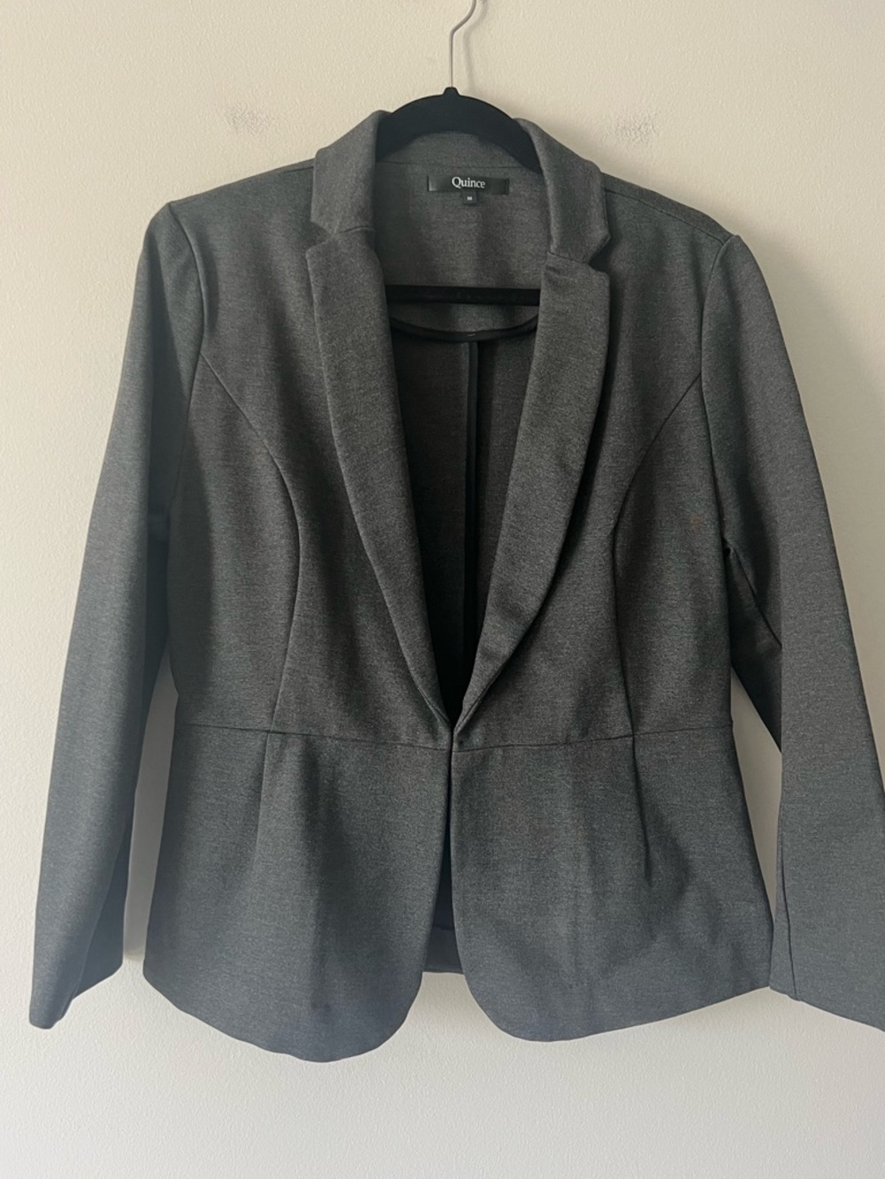 Quince Ultra Stretch Ponte Blazer Charcoal Gray Tailored Work Jacket M - Picture 5 of 9